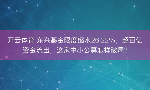开云体育 东兴基金限度缩水26.22%，超百亿资金流出，这家中小公募怎样破局？