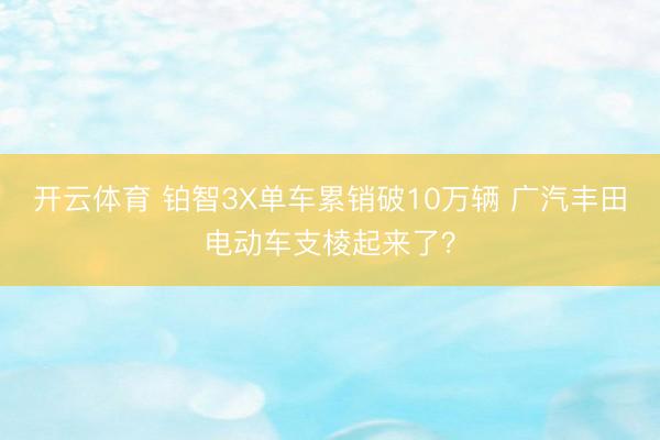 开云体育 铂智3X单车累销破10万辆 广汽丰田电动车支棱起来了?