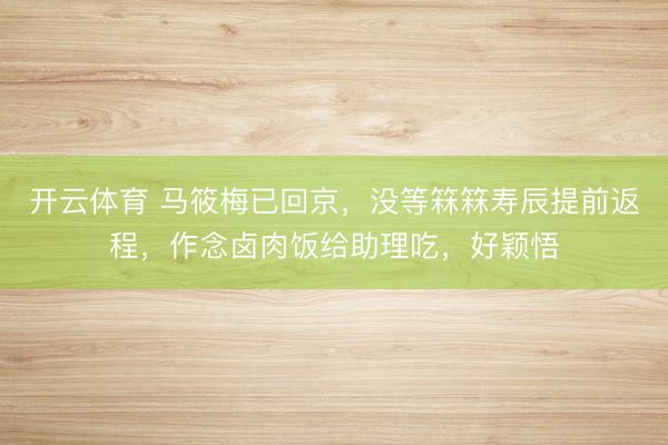 开云体育 马筱梅已回京，没等箖箖寿辰提前返程，作念卤肉饭给助理吃，好颖悟