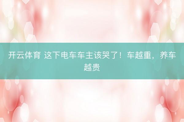 开云体育 这下电车车主该哭了！车越重，养车越贵