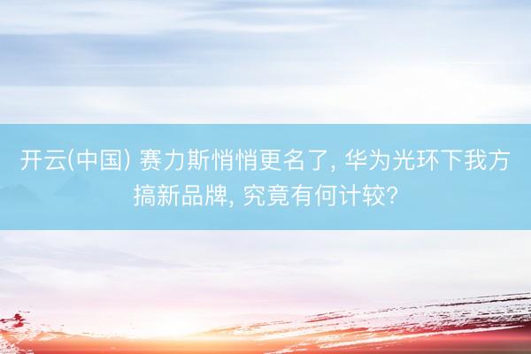 开云(中国) 赛力斯悄悄更名了, 华为光环下我方搞新品牌