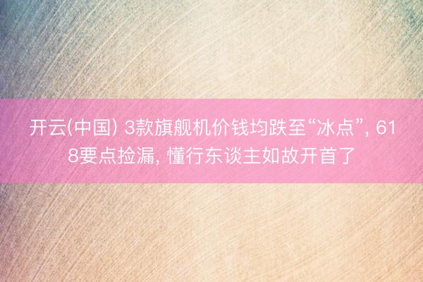 开云(中国) 3款旗舰机价钱均跌至“冰点”， 618要点捡漏， 懂行东谈主如故开首了
