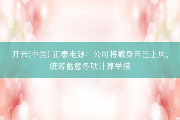 开云(中国) 正泰电源：公司将藏身自己上风，统筹蓄意各项计算举措