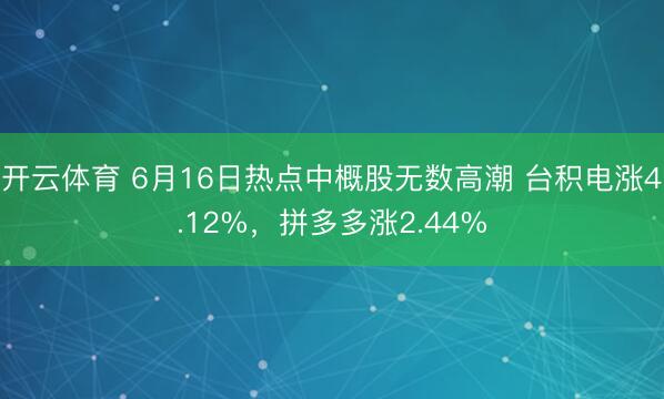 开云体育 6月16日热点中概股无数高潮 台积电涨4.12%，拼多多涨2.44%