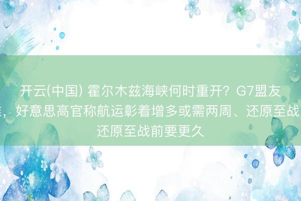 开云(中国) 霍尔木兹海峡何时重开？G7盟友不乐不雅，好意思高官称航运彰着增多或需两周、还原至战前要更久