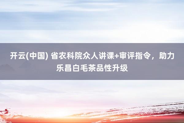 开云(中国) 省农科院众人讲课+审评指令，助力乐昌白毛茶品性升级